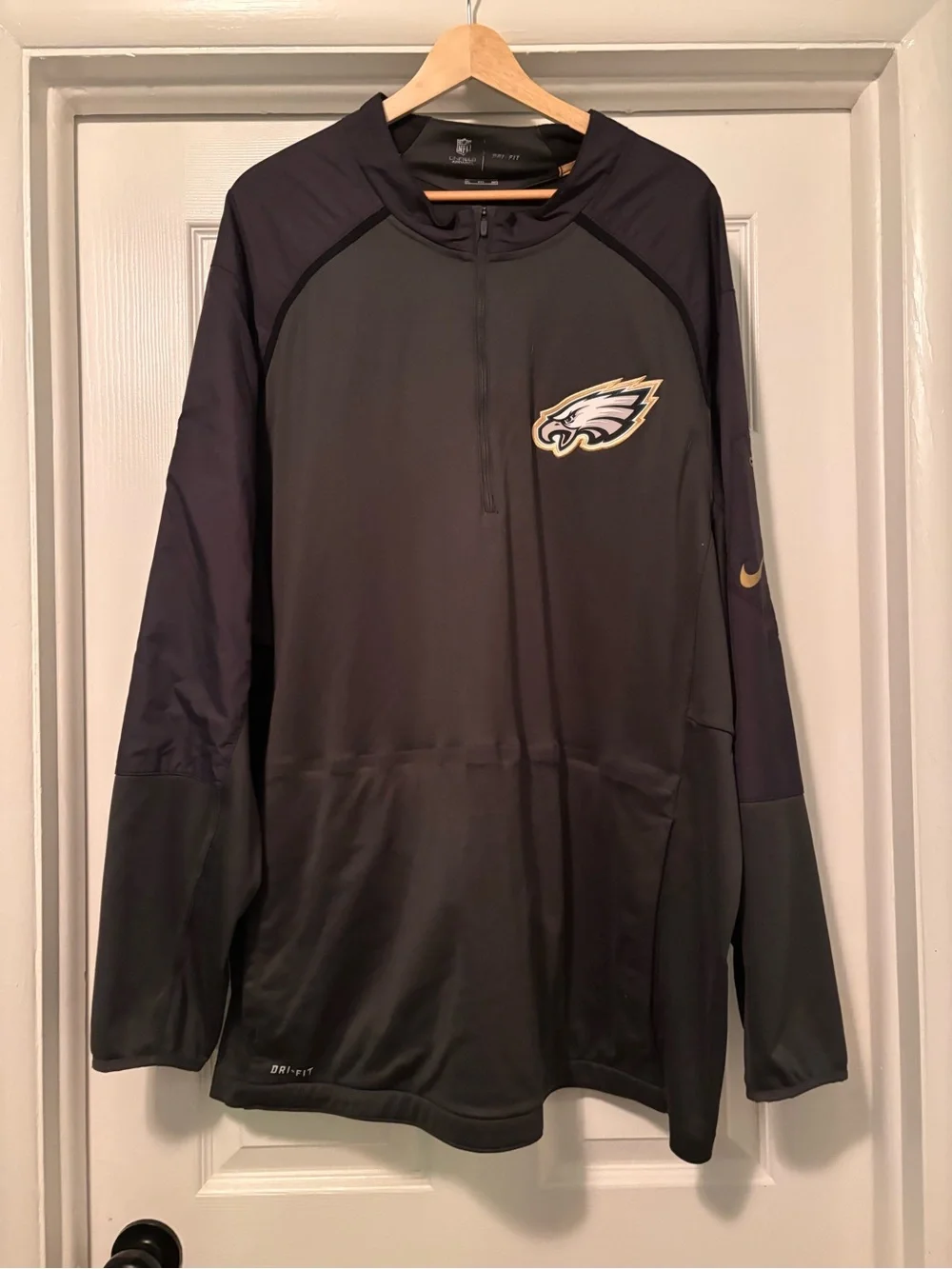 Nike Black and Dark Gray Philadelphia Eagles Quarter-Zip Pullover light jacket